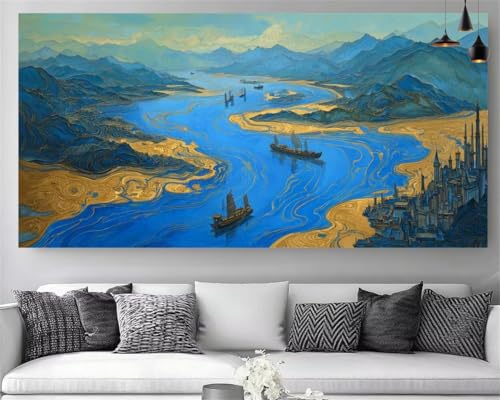 DIY Peinture Diamant Navire grand format pour décorer un salon