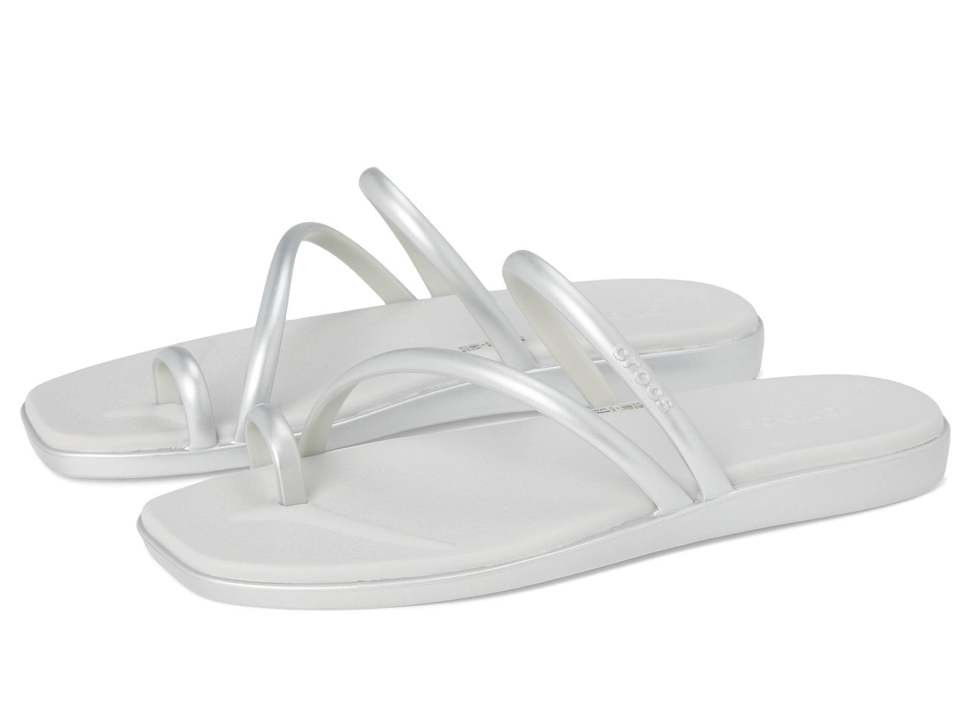Crocs Women's Miami Toe Loop Sandals | Square Toe Flat | Flexible Straps | Croslite Foam Footbed