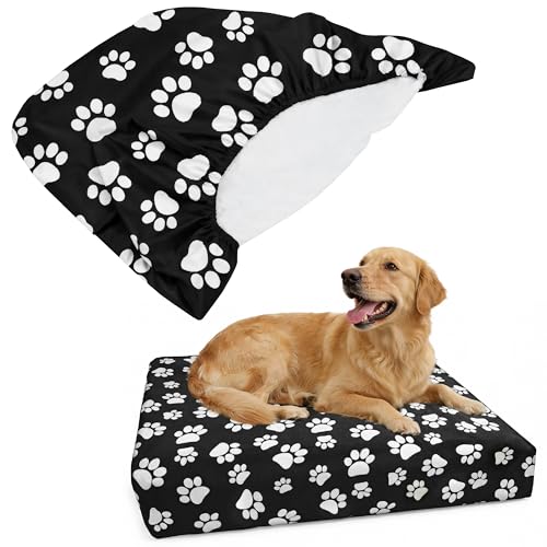 Image of DUKE&LEFTY Furever Dog Bed Slipcover-Stretchy Soft Petbed Cover-Universal-Easy to Remove (Zipper Free)-Black-Medium