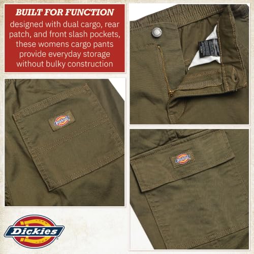 Image of Dickies Womens High Rise Cotton Twill Cargo Joggers Elastic Ankle