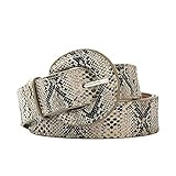 Women Belts Fashion Snakeskin Print PU Leather Waist Belt O-Ring Buckle Waistband for Jeans Dress Pa