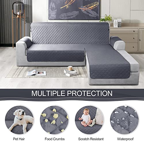 TAOCOCO Funda de sofá Chaise Longue, L 200x270cm, Impermeable, con Banda elástica, para salón, Antideslizante, Acolchada, protección para Mascotas, Gatos, Perros, niños Jugando (Gris Oscuro) - imagen 8