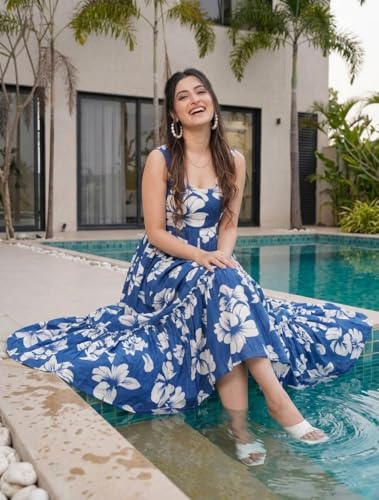 Image of Modestouze Attires Maxi Dress for Women, Floral Dresses for Women Western Sleeveless, One Piece Long Fit and Flare Maxi, Western Outfit for Womens
