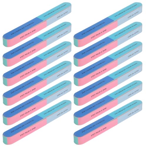 Angoily Limas de Uñas 12 Piezas de 6 Lados 7 Niveles de Grano Bloque Pulidor Lavable para Manicura y Pedicura Herramienta para Decoración y Brillo de Uñas Profesionales