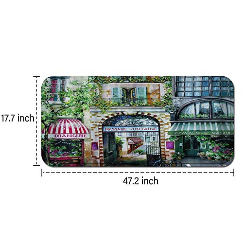 Image Of European Classic French City Garden Corner Cafe Anti Fatigue Kitchen Mat Comfort Floor Mats Non-Slip Oil Stain Resistant Easy To Clean Kitchen Rug #TOP2
