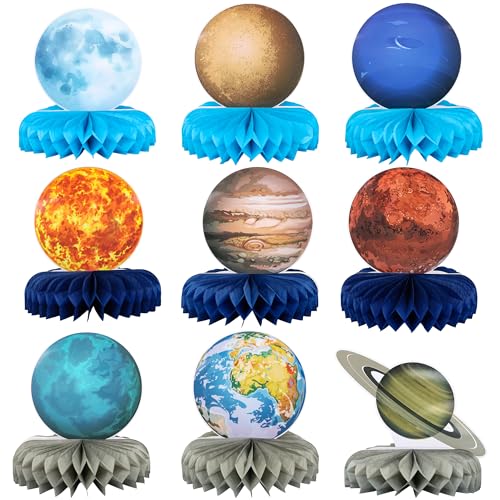 Centros de mesa del sistema solar Gyufise para decoración de fiesta espacial y nido de abeja