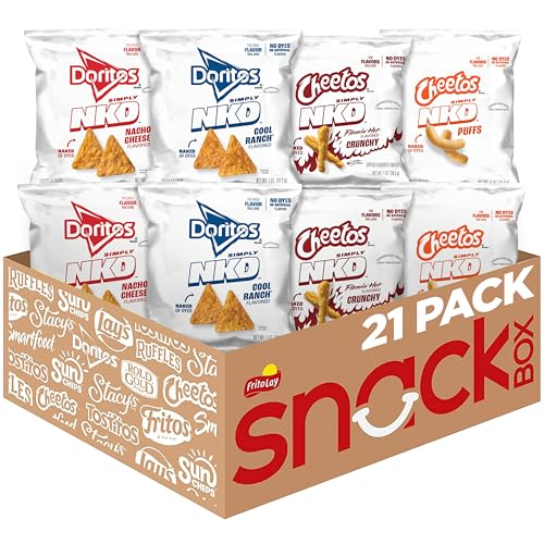 Simply NKD Snacks, 4 Flavor Variety Pack, Single Serve Bags (21 Pack), No Dyes, No Artificial Flavors, Cheetos, Doritos