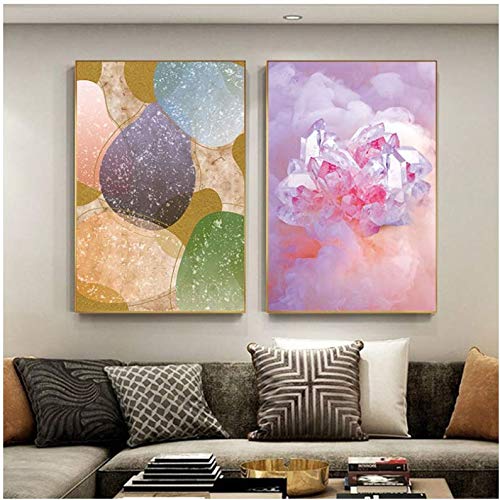 Peinture sur toile abstraite rose poster 50x70cm cristal ballon pour salon