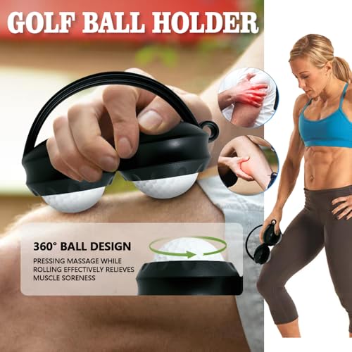 Yoxojv 2-in-1 Golf Ball Holder & Massage Roller, Muscle Relief Golf Ball Storage for Golfers (White) — view 3
