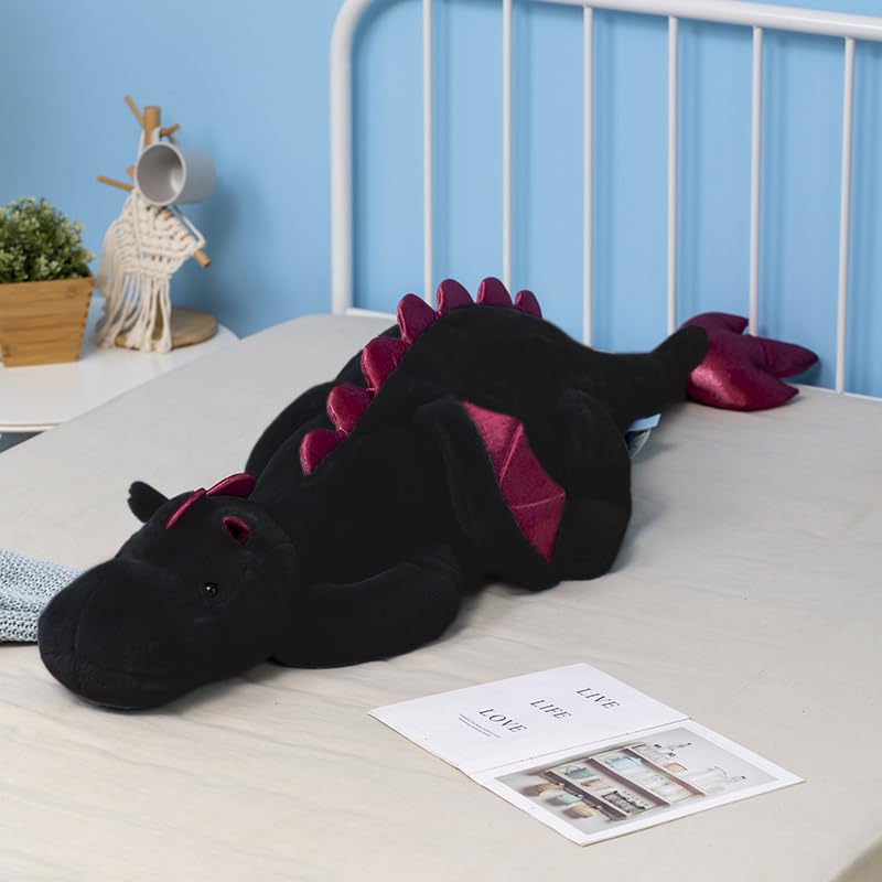 Ololele Little Weighted Dragon Stuffed Animal 27.6" 2Lbs, Small Black Weighted Plush Dragon Toy for Kids and Adults(2025 Weighted Version) โ image 1