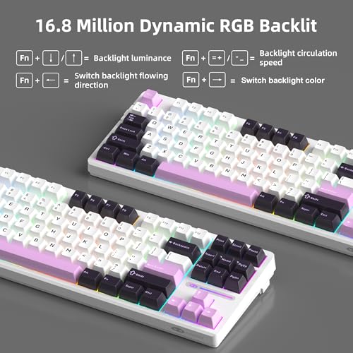Image of MageGee LIGHT87 Wired Creamy Keyboard, 80% Gasket Hot Swappable RGB Backlit Gaming Mechanical Keyboards with 6-Layer Sound Dampening,PBT Keycaps NKRO for Win /Mac, Purple