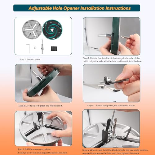 Image of AASONS 45 to 130mm Adjustable Diameter Punching Saw Tool For Drilling, Adjustable Hole Saw, Wood Working Tools Hole Punch, Round Hole Opener Tool, With 3 Teeth Pieces