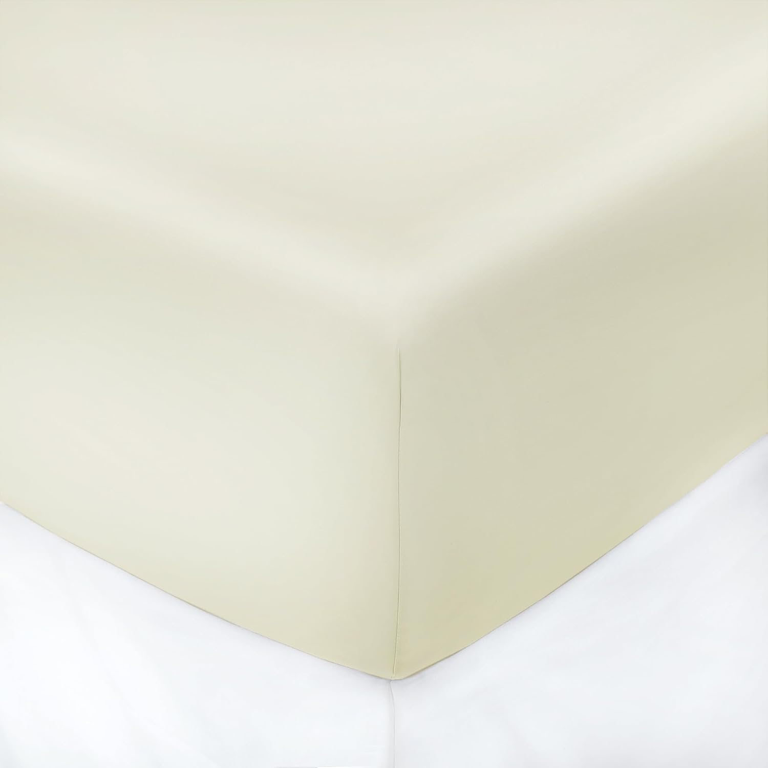 Violet Linen Luxe Luxury Cotton Sateen, Luxury Ultra Soft 300 Thread Count Sateen Cotton, Extra Soft and Comfortable, Ivory, Full, Luxurious, Fitted Sheet