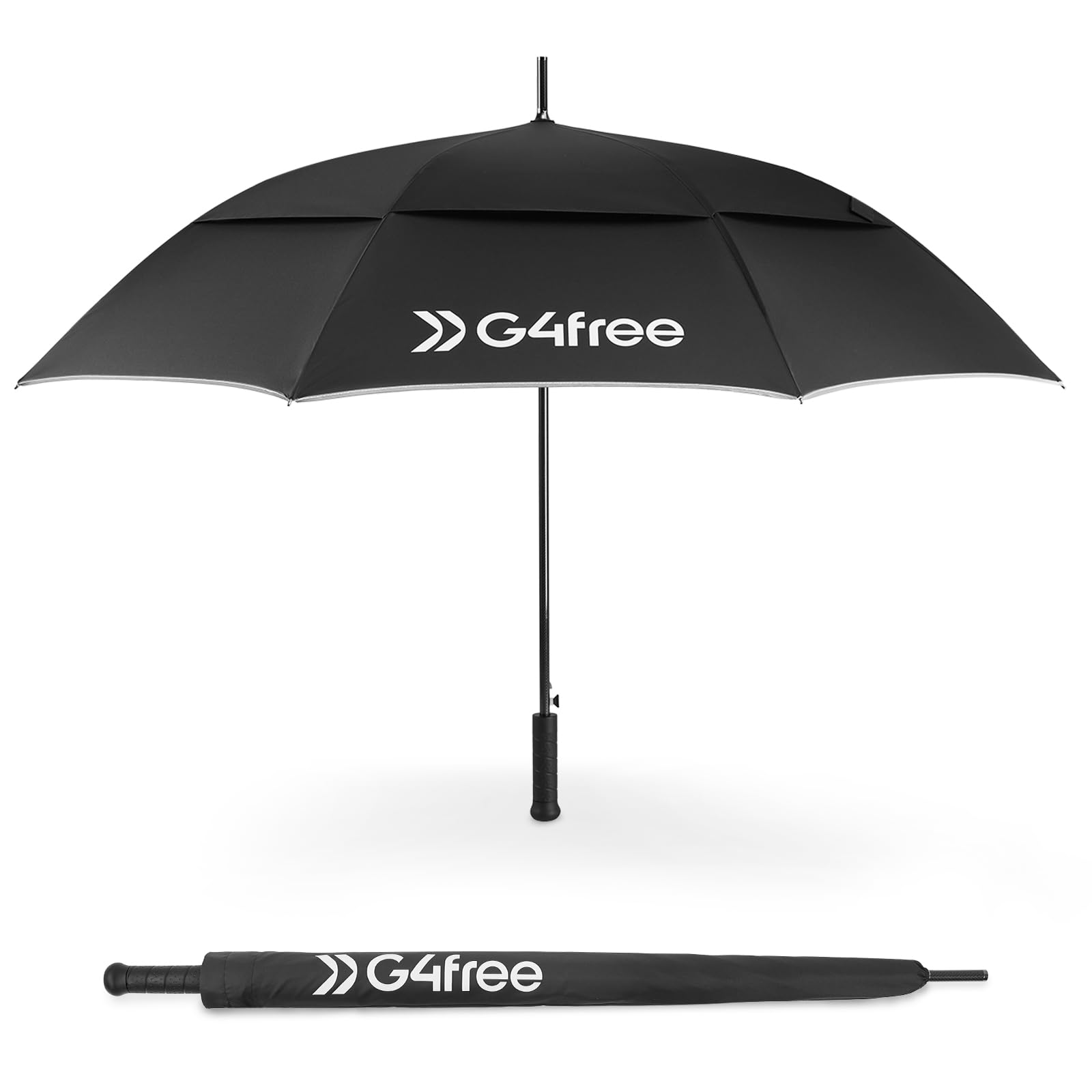 G4Free Strongest Golf Umbrella with Full Carbon Fiber, Well-constructed & Super Lightweight & Windproof Double Vented Mesh Canopy Large Oversized Stick Umbrellas for Rain Sun, Automatic Open