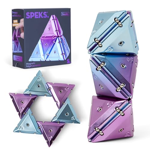 Speks Geode Magnetic Fidget Toy | Sensory Desk Toy for Adults & Teens 14+ | Stress Relief Gift | Pyramid, Chrome Purple