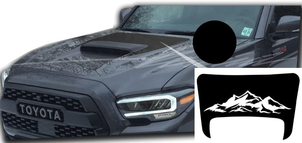 Hood Blackout Decal Graphic Racing Stripes -Fits 2016-2022 Toyota Tacoma TRD Vinyl Decal Wrap Compatible with Toyota Tacoma (Style#4, Black)