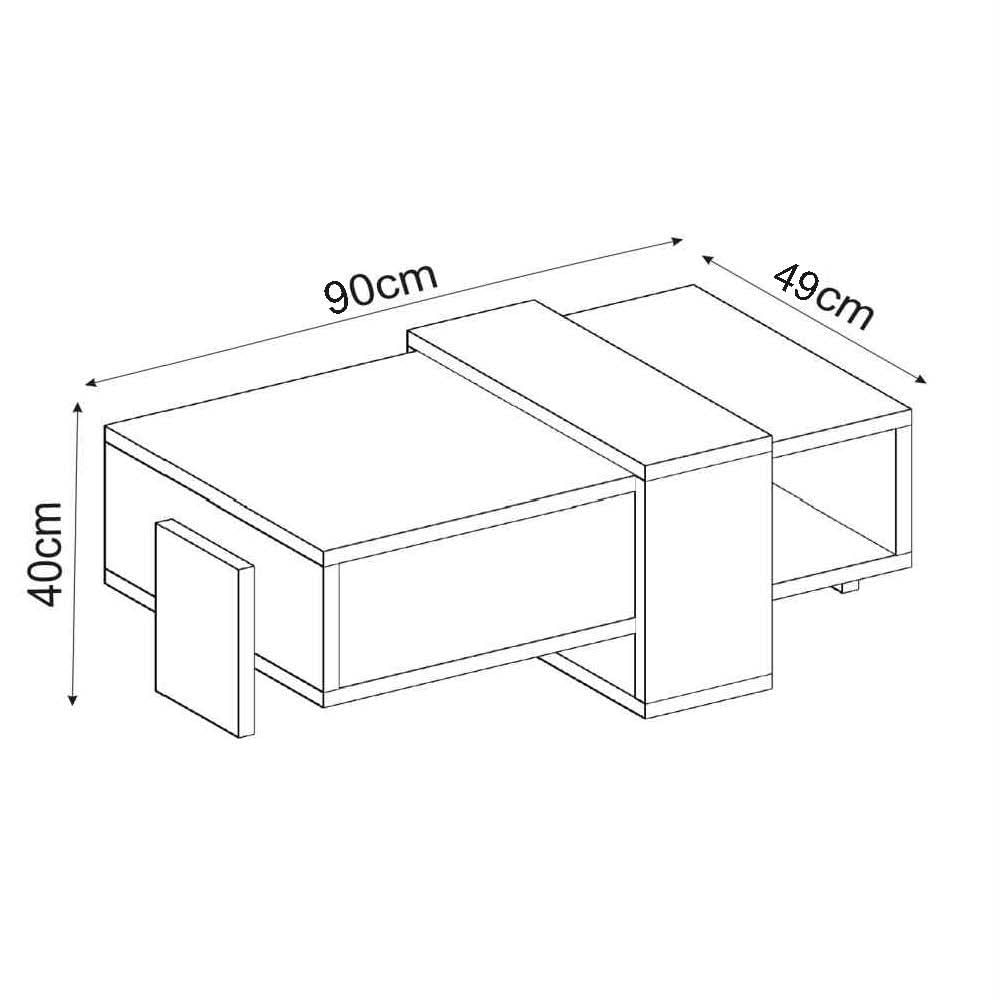 Habitat et Jardin Table Basse en Bois Meleni - 90 x 49 x 40 cm - Travertin