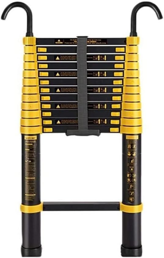 Tall Engineering Telescoping Ladder,DIY Multi Purpose Non-Slip Extension Ladder with Hook Building Maintenance Ladder Stepladder