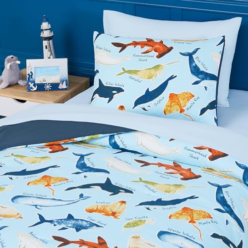 Image of Twin Comforter Set for Boys-5 Pieces Ocean Glow in the Dark Bedding Set