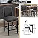 KCC Counter Height Bar Stool 26 Inches Upholstered High Back Barstool with Antique Nail Heads Solid Wood Set of 4 Counter Height Bar Chairs,Gray