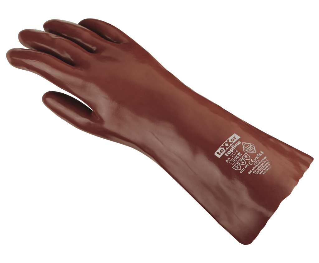 topline Chemikalienschutz-Handschuhe, PVC rotbraun, 35 cm - teXXor - 2111