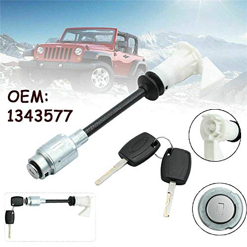 CANJPTON Kompatibel mit Ford Focus C-Max 2003-2007 Motorhaubenschloss Reparatursatz mit 2 Schlüsseln Lang Type Schließzylinder Motorhaubenentriegelung Entriegelungsschloss 1343577 4M5AA16B970AB