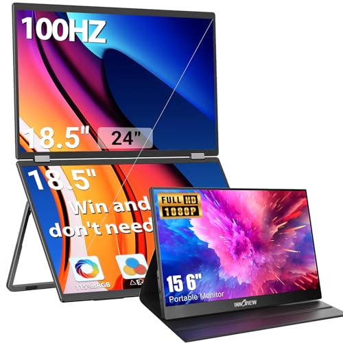 Image of InnoView 18.5 inch FHD 100Hz 100% sRGB Dual Monitor with 15.6 Inch FHD 1080P Standard HDMI USB C Second External Monitor for Laptop