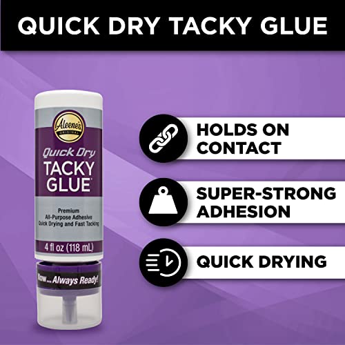 Image of Aleene's Quick Dry Tacky Glue for Crafts in Always Ready Bottle, Nontoxic, Dries Extra Fast and Clear, 4 fl oz