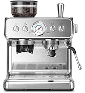 Kismile Espresso Coffee Machine with Grinder, 20 Bar Automatic Espresso Machine with Milk Frother...