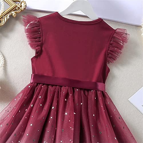 Vestidos de aniversário de tule, manga curta, para bebês e meninas, com laço e babados, vestido de N
