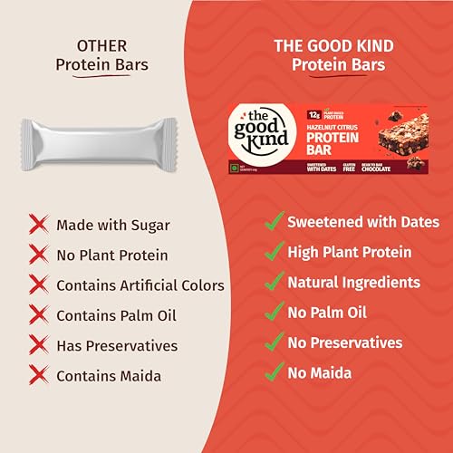 Image of The Good Kind Filter Coffee Protein Bar (3 Pack) & Hazelnut Citrus Protein (2 pack) - 60gm(each), Plant Based Protein with Brown Rice, Almond Butter, Seeds, Oats, Perfect for Snacking, Palm Oil free & Vegan (Pack of 5)