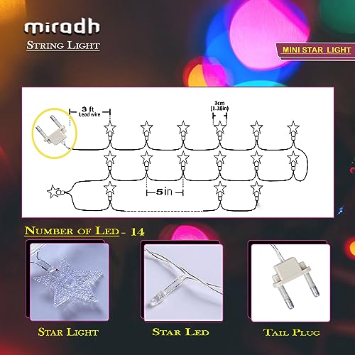 Image of MIRADH 14 Star Shape String Led Light 3 Meter led Lights for Home Decoration Plug in Fairy String Lights, Diwali Lights for Decoration for Home Still Mode Only Strip Lights (14 Star Blue)
