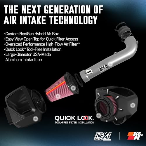 Image of K&N NextGen Aluminum Cold Air Intake System: High-Flow Cotton Filter: Compatible with 2014-2020 CADILLAC /CHEVRLOET /GMC Escalade; Silverado 1500; Suburban; Tahoe; Sierra 1500; Yukon; Yukon XL; 70-3082