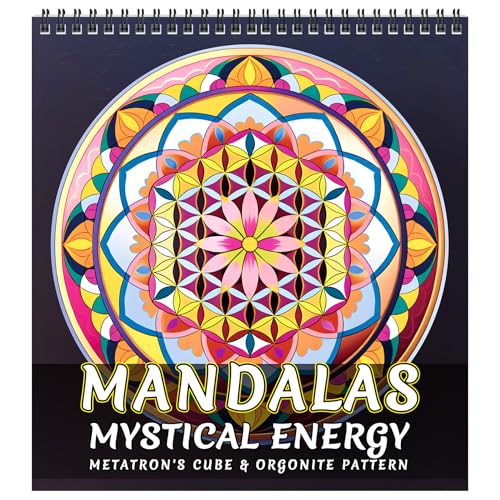 FUN LAVIE Adult Coloring Book - Sacred Geometry Mandala Coloring Books for Adults Relaxation and Stress Relief, Featuring Flower of Life, Metatron's Cube & Mindfulness Orgonite Patterns, Spiral Bound