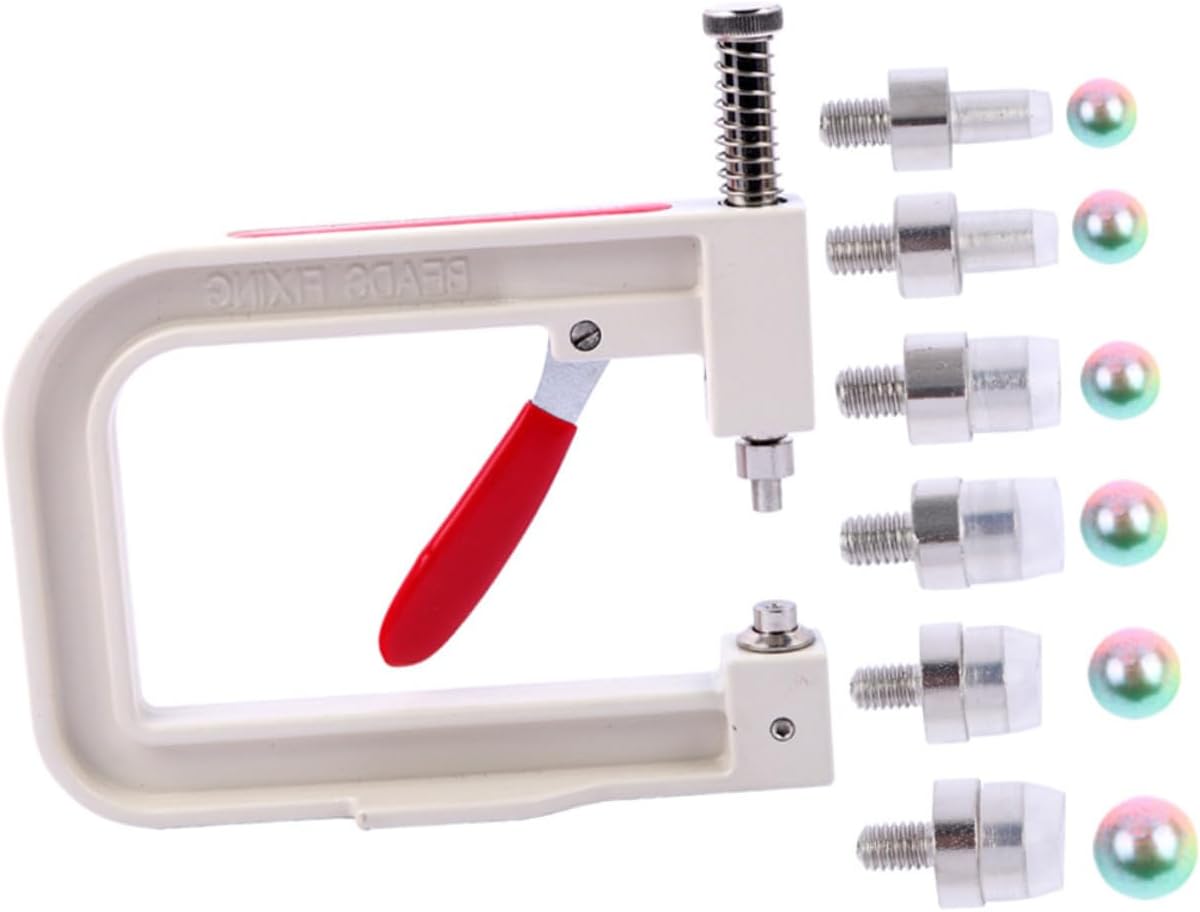 DOITOOL Beading Machine Kit for DIY Accessories Automatic Pearl Setting Tool Hand Press Function for Crafting Hats Clothes and Jewelry Random Color