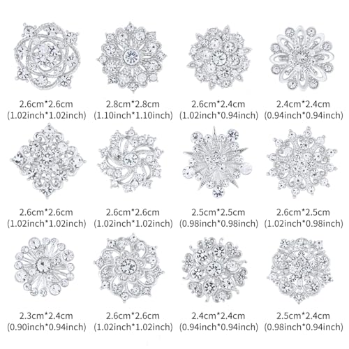 assorted small size crystal rhinestone flower brooch pins set for crafts embellishment wedding bouquet brooches for women fashion