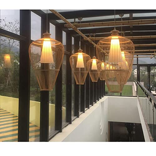 Lampe suspendue créative en bambou style rétro chinois E27 - 4