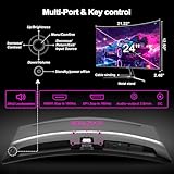 Minifire 24 Inch Curved Gaming Monitor 180Hz, Built in Speaker, FHD 1920x1080, Crosshair 1ms, sRGB130%, HDR, 1500R, FreeSync, 300cd/m², Frameless, HDMI＆DP Ports, VESA Compatible, Eye Care (MFG24C1) - Image 9