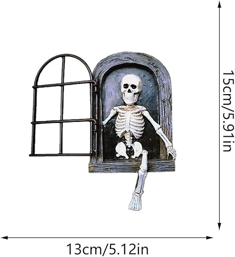 Miniatura 7 de Esqueleto de Halloween, la puerta, árbol, abrazador, estatua de jardín, cráneo, resina, falta de manos y piernas, escultura de cara de árbol,