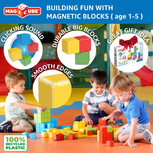 Geomag Swiss-Made Magicube 24-Piece Magnetic Cubes Building Set, Large Blocks For Toddlers & Kids Ages 1-5, Stem Montessori Educational Toy, Creativity, Coordination, Early Learning Fun #TOP2