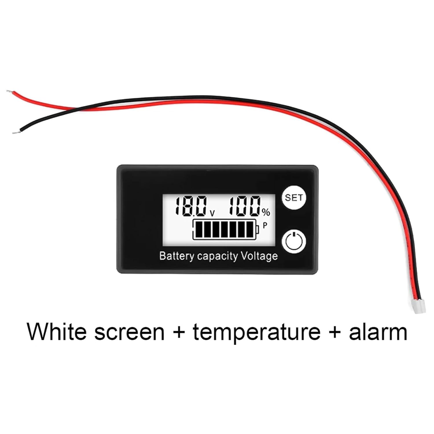 6133A DC8-100V LCD Digital Voltmeter Battery Indicator Lithium Capacity Monitor Car Motorcycle Voltage Gauge(Blue Screen,Temperature Alarm)