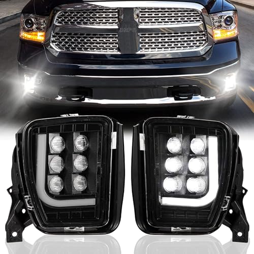DRFG LED Fog Lights with Daytime Running Lights Compatible for Dodge Ram 1500 Pickup 2013 2014 2015 2016 2017 2018 Truck Fog Light Assembly Driving Fog lamps