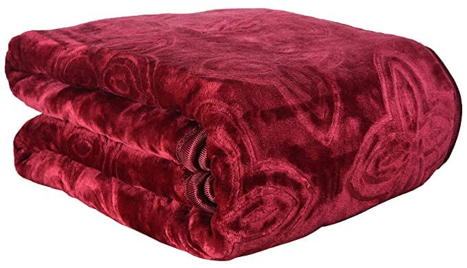 Image of Maroon Double Bed Blanket 500 TC Super Soft Premium Microfiber Blanket, 87 x 85 Inches, Warm & Lightweight Winter Blanket, Soft Cozy AC Blanket, All Season Bed Blanket for Home & Travel