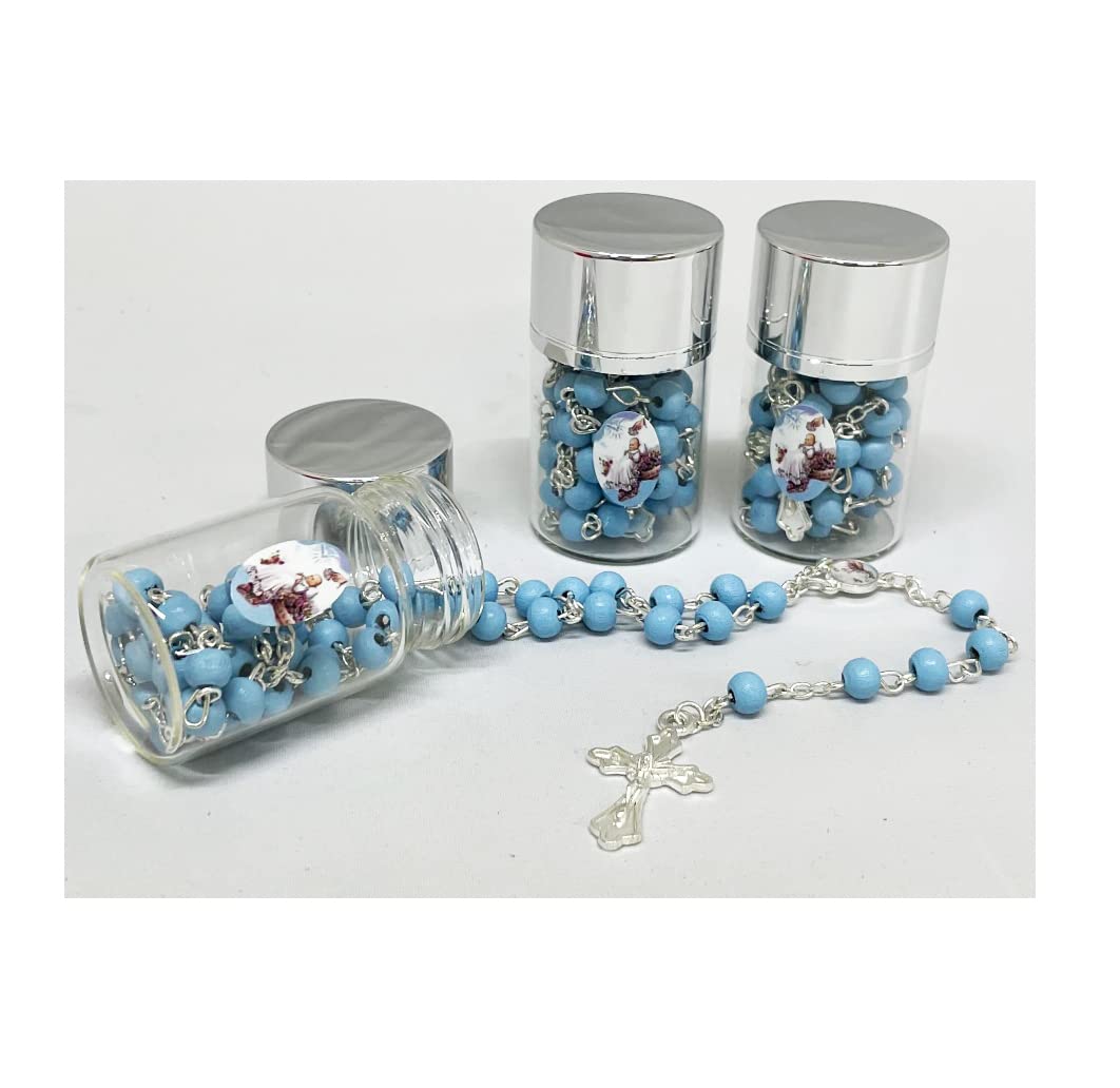 Buy 12 PCS Baptism Favor Holy Communion Rosary in Glass Bottle Jar Recuerdos De Bautizo