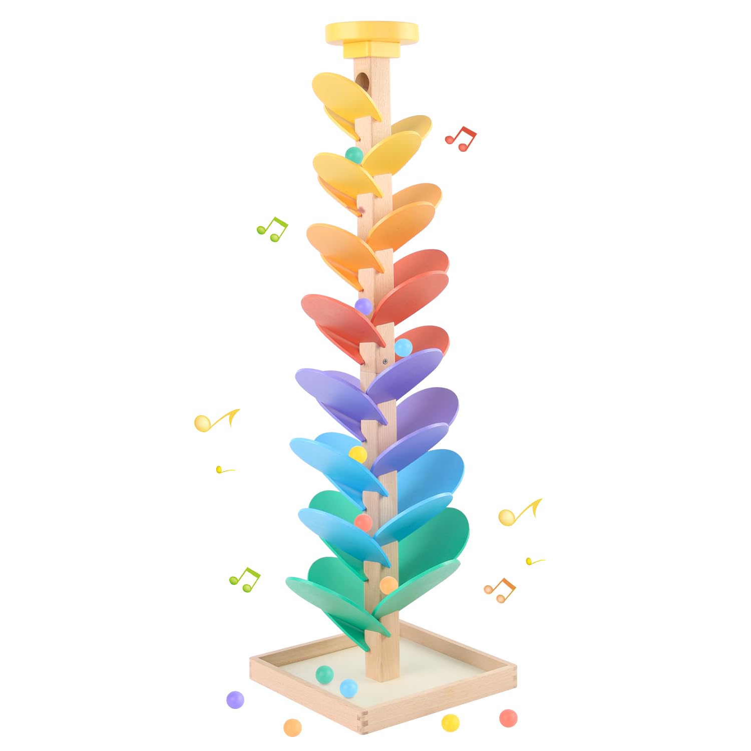 Wooden Marble Run for 4-8 Music Tree Montessori Color Sorting Toys 3-5