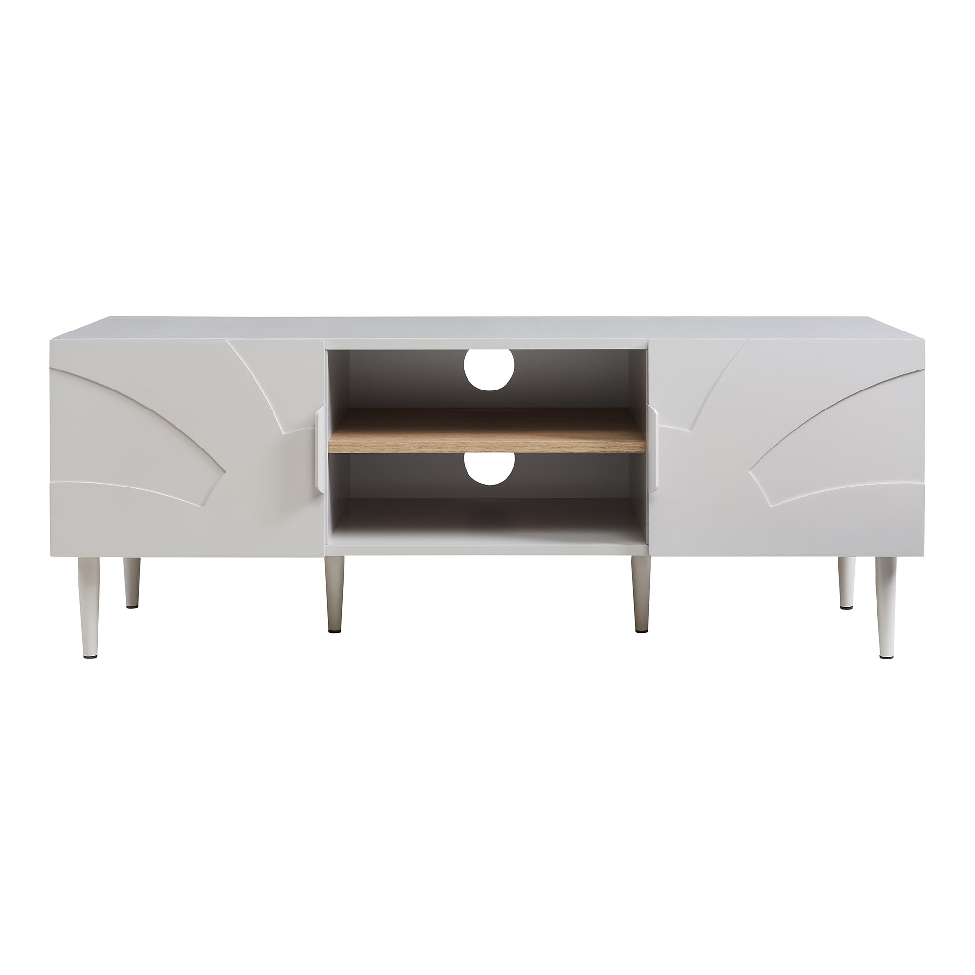 [en.casa] Mobile TV con Ante e Scomparti Aperti Mobile Contenitore Porta Televisore Armadio Basso da Archivio Stand TV e Centri Multimediali 120x40x45 cm Beige