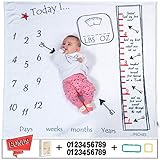 Baby Monthly Milestone Blanket – 47”x47” Soft Fleece Infant Age Unisex – for Mom Newborn Baby Shower Gift Box + Numbers + Frames - Photography Backround Prop for Boy, Girl Or Twins