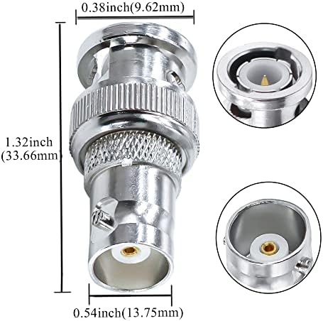 TUOLNK BNC Adapter BNC Male to BNC Female Coax Connector BNC RF Coaxial Adapter for CCTV Security Camera Radio Extension Cable 4 Pack