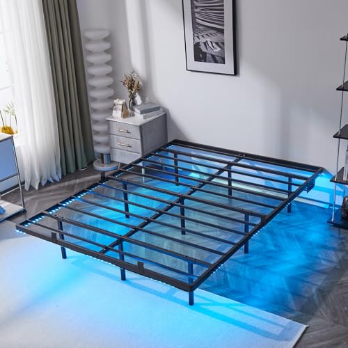 Bonnlo Bettgestell 180x200 cm mit Lattenrost, Bett 180x200 cm mit LED Beleuchtung, Metallbett Robust, Schwebenbett mit 36 cm Höhe schwarz (ohne matratze)