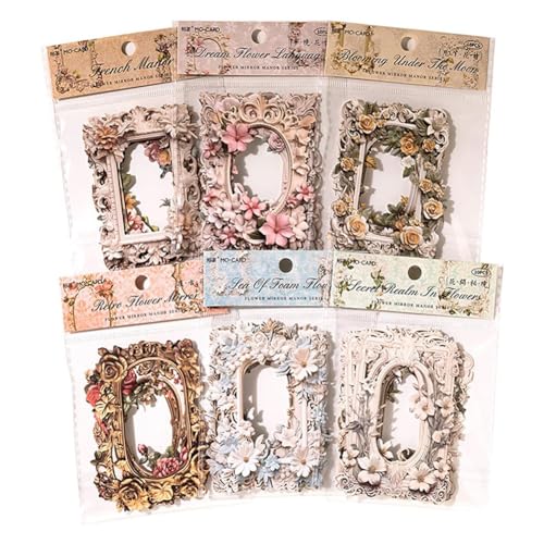 Buhdjfnke 60 Hojas de Papel de Fondo Retro, Papel para Álbum de Recortes, de Encaje de Flores en Relieve, Floral en Relieve de Papel Vintage